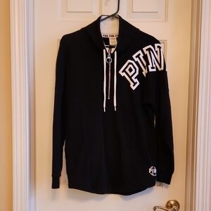 PINK by Victoria's Secret Black 1/4 Zip Sweatshirt with Pockets